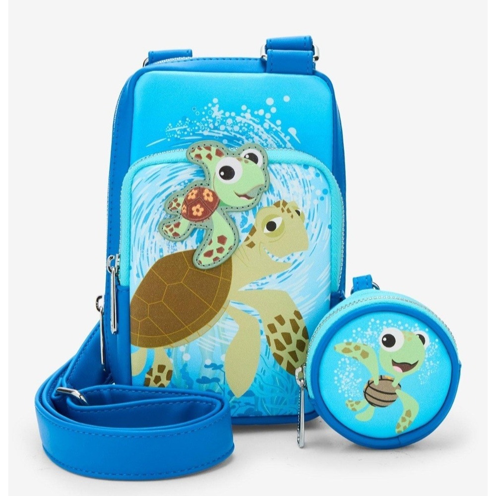 NWT! Loungefly Pixar Finding Nemo Squirt and Crush Crossbody Bag + Coin Bag
